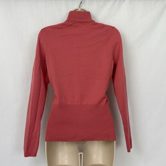 Ann Taylor LOFT Merino Wool Blend Sweater Womens Small Pink Sexy Turtleneck Y2K - Picture 4 of 12